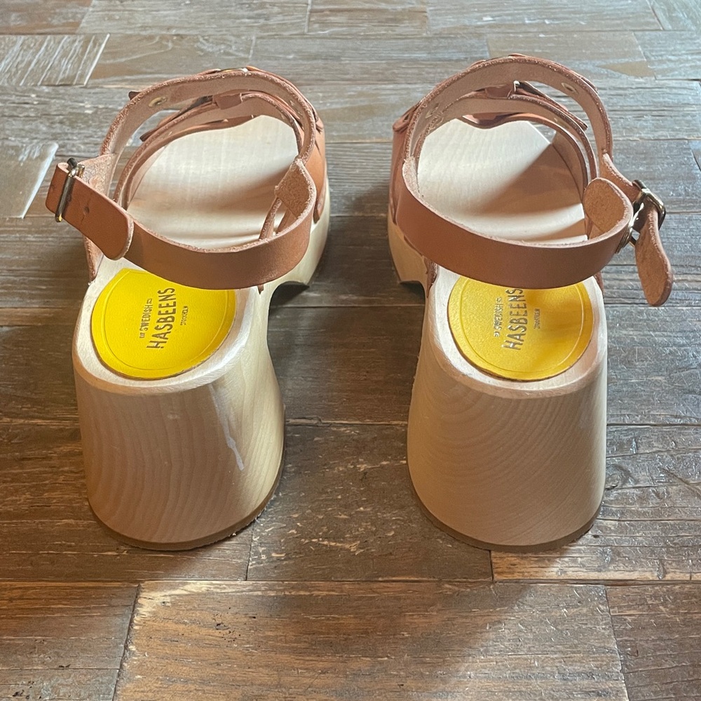 Swedish Hasbeens Brassy High Vachetta Leather Sandals🖤 - Picture 6 of 14
